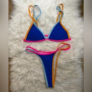 Sexy Blue Triangle Bikini Set